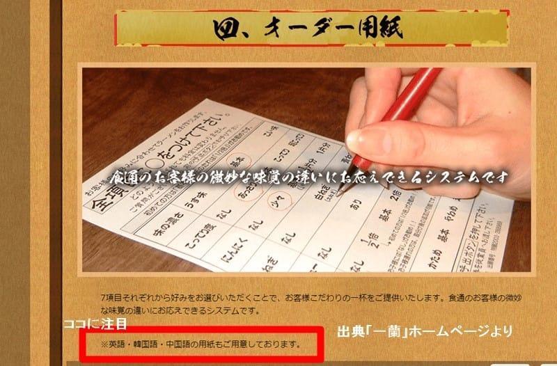 一蘭のオーダーシート