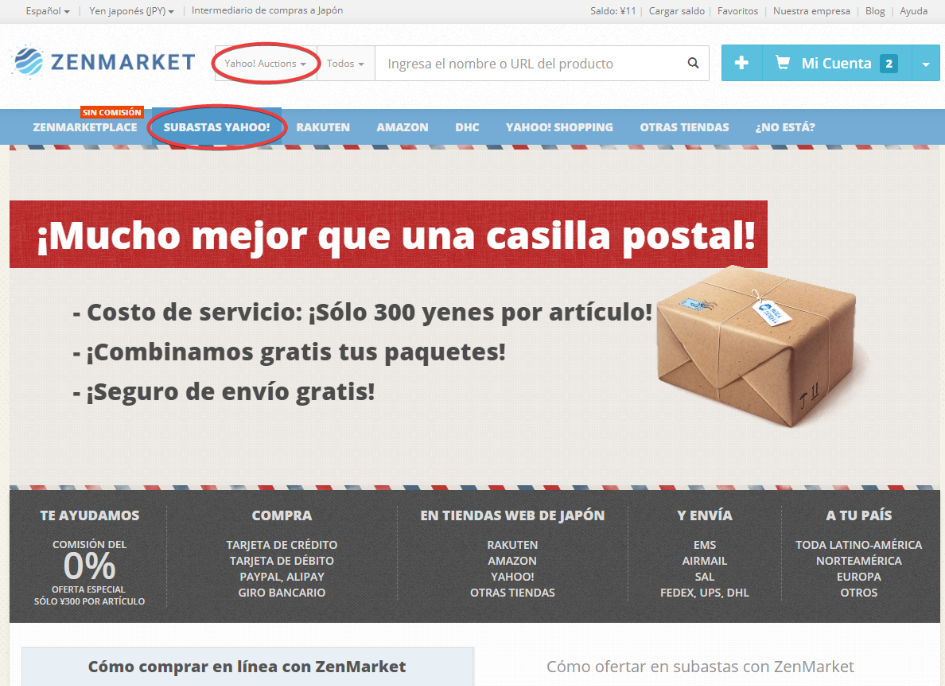 Página principal de ZenMarket