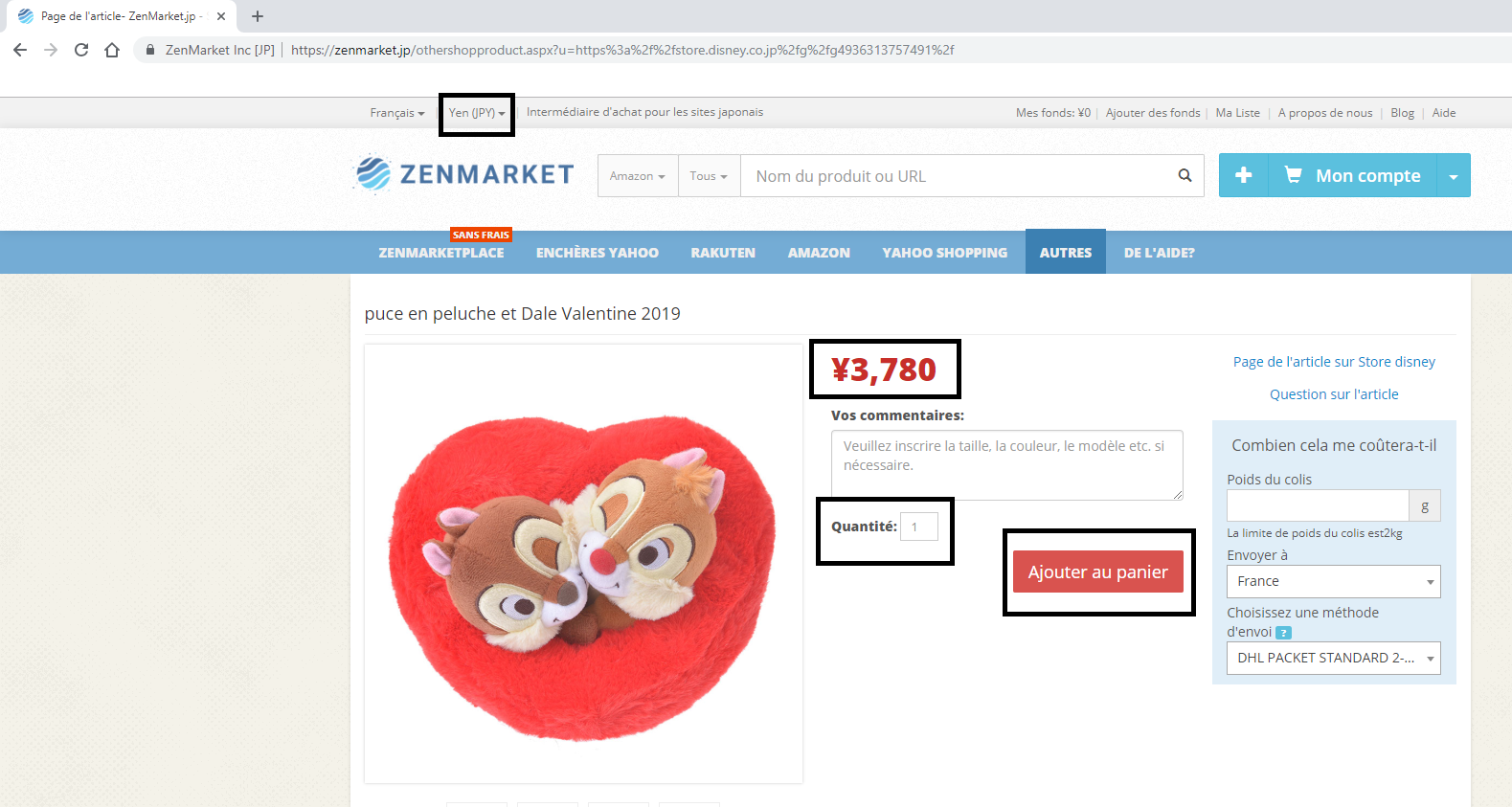 Disney store Japan - zenmarket - tutoriel