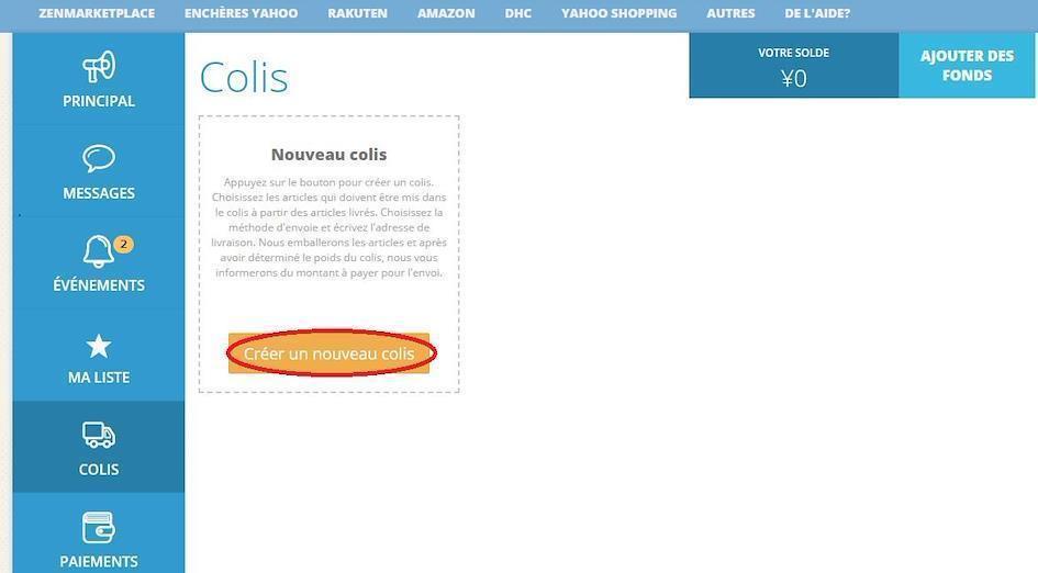 nouveau colis - zenmarket