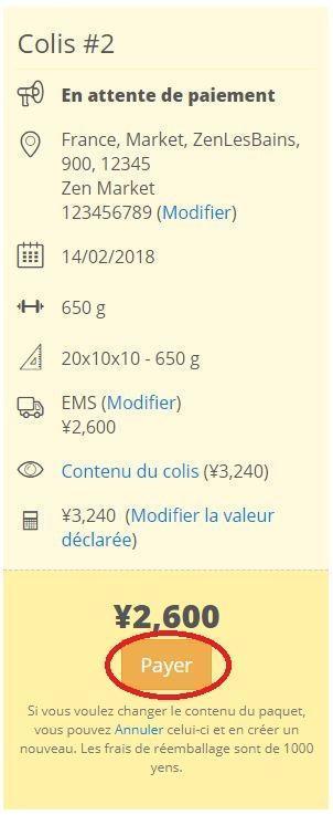 payer colis - zenmarket