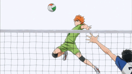 Shouyou Hinata hitting a volleyball gif